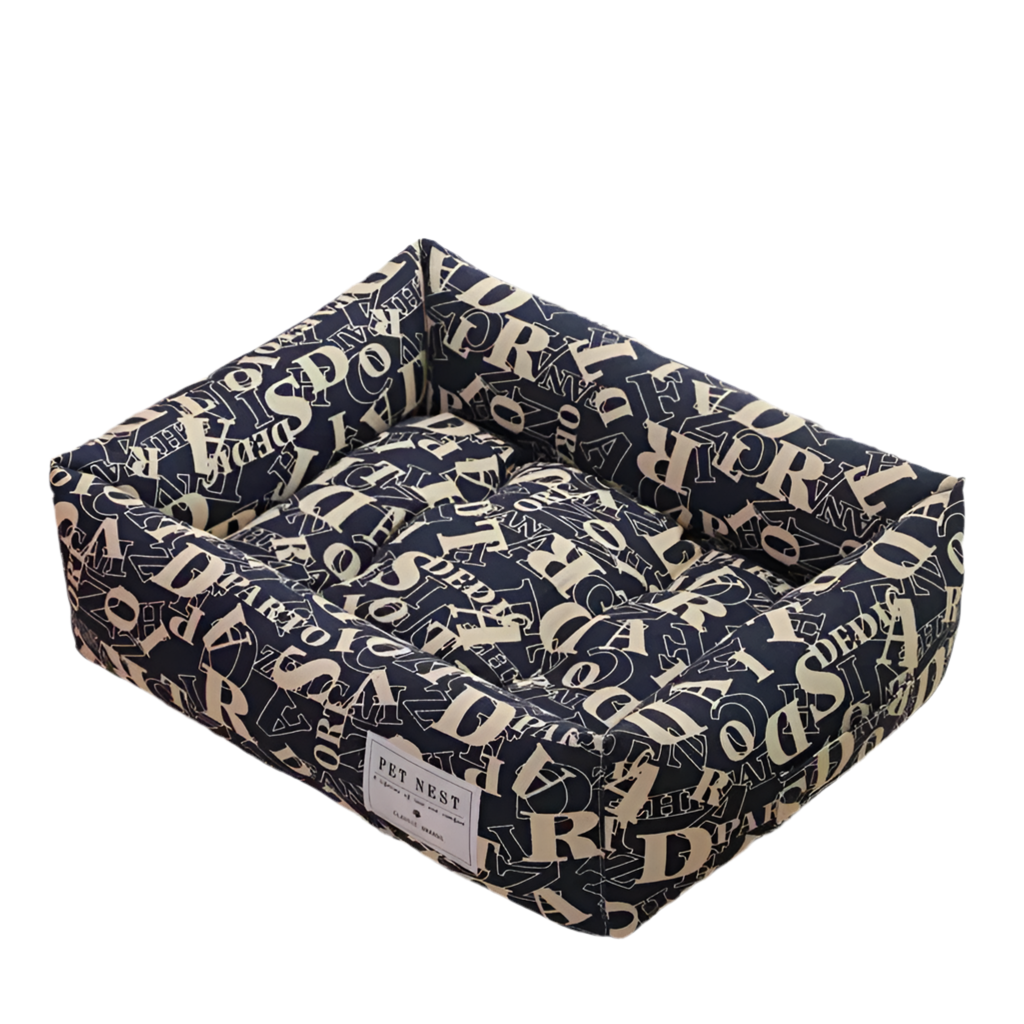Cama para perros de lino y algodón, MAXIMILIANO, acolchada y con base antideslizante