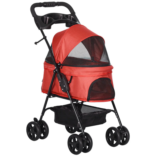 Carrito para perros, SONIC, con ruedas universales, con cesta de almacenaje correas de seguridad y ventanas 67x45x96 cm - Camadog