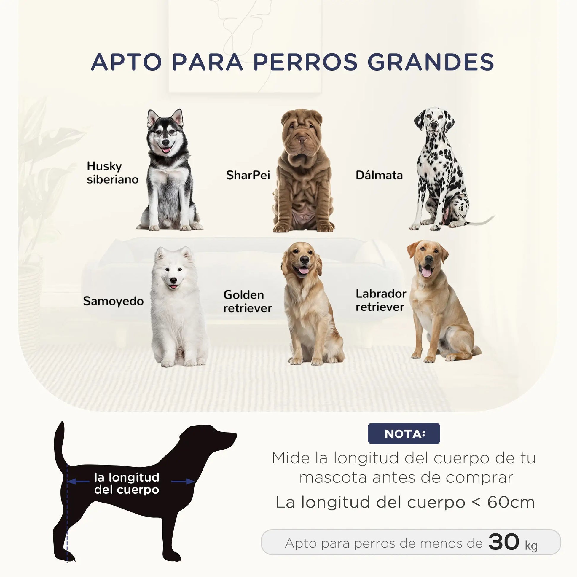 Cama elevada para perros, MARBELLA, con patas de madera y cojín lavable, carga máxima 30 kg 96x66x24 cm Azul - Camadog