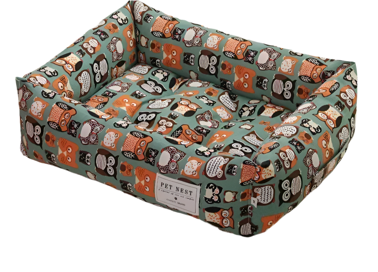 Cama para perros de lino y algodón, MAXIMILIANO, acolchada y con base antideslizante