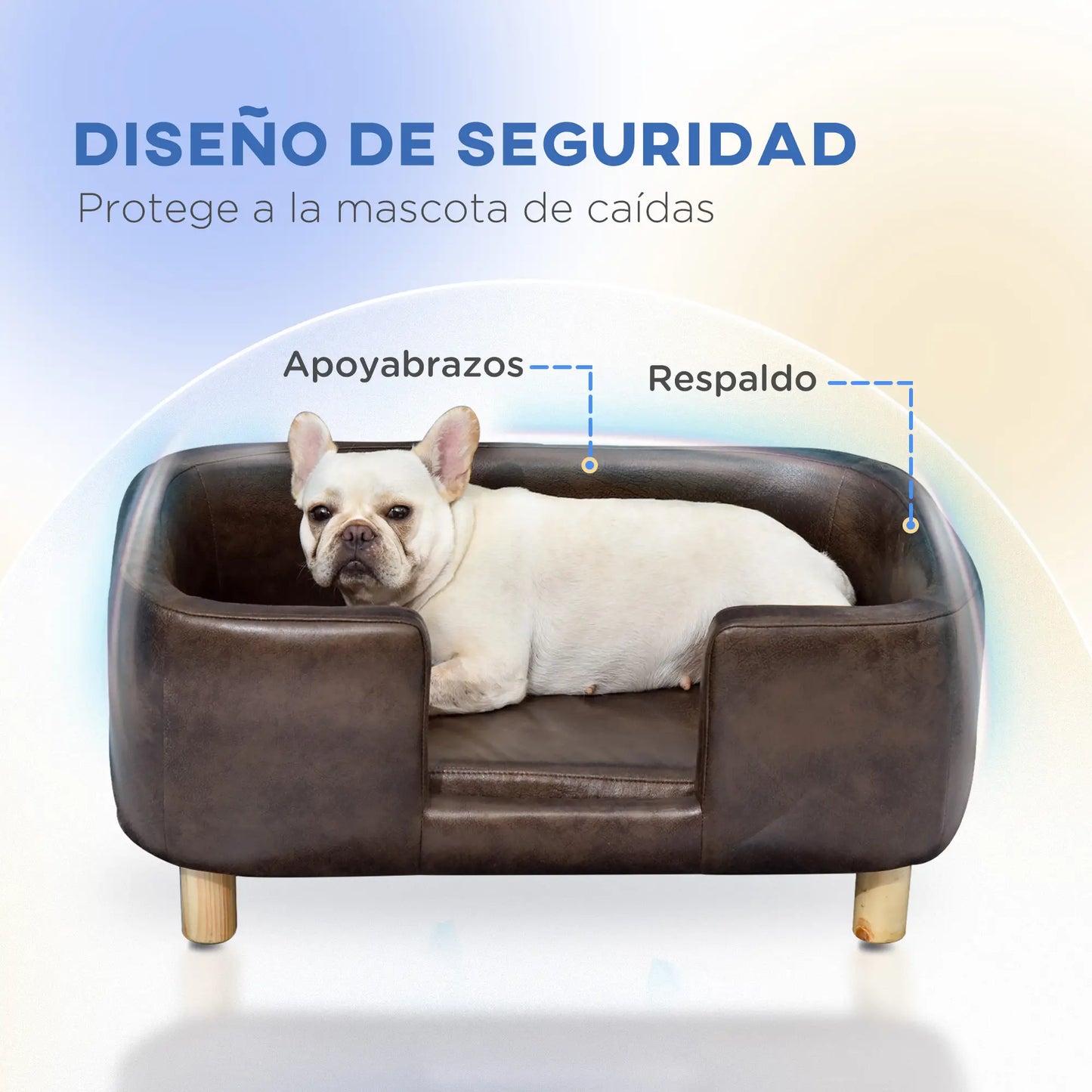 Sofá para perros pequeños y medianos, BRUNO, con asiento acolchado 74x48,5x31 cm Marrón - Camadog