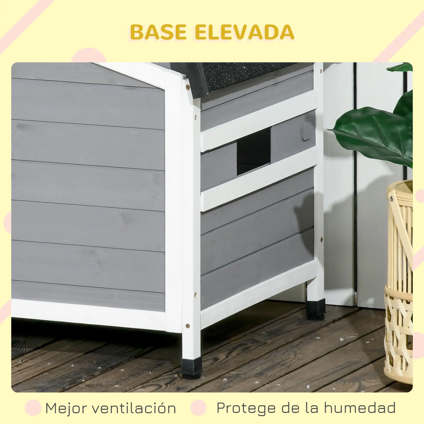 Caseta para perros, HOMER, con techo asfáltico y base extraíble 97x72x65 cm Gris - Camadog