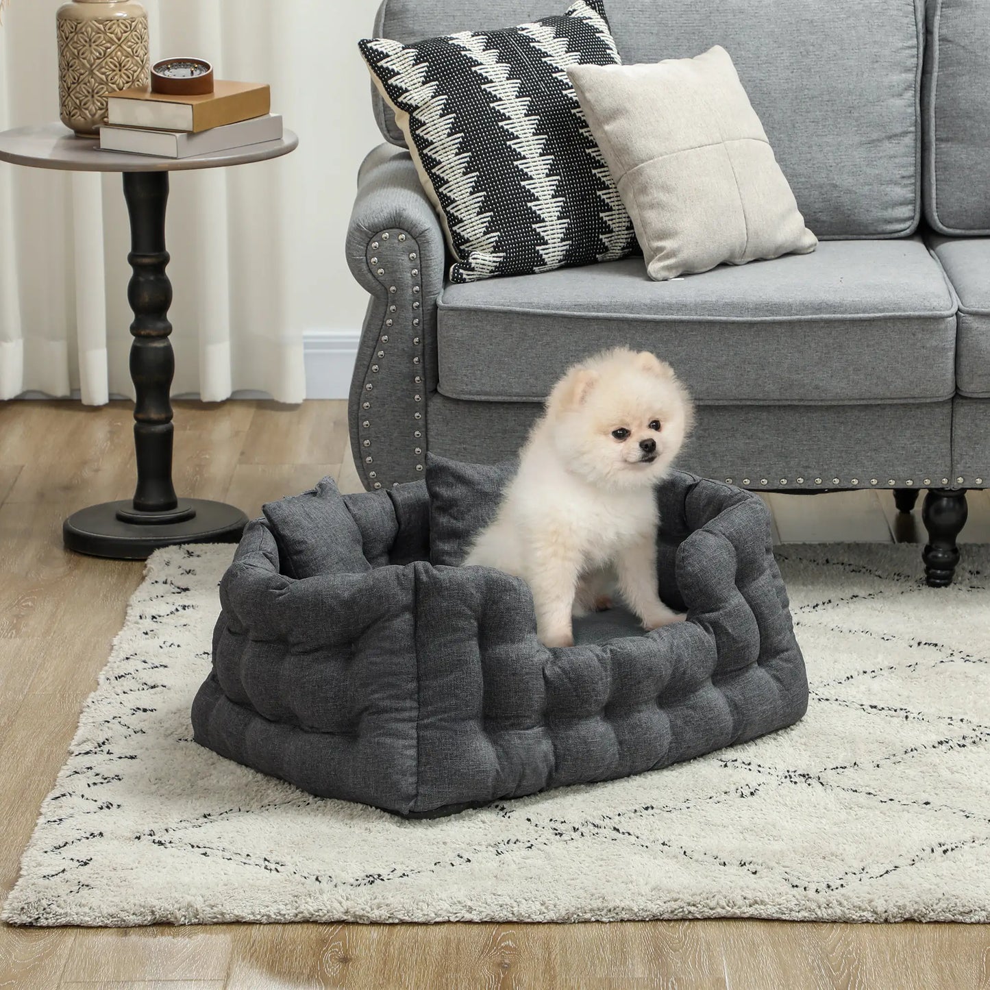 Cama para perros, BOBI, con dos almohadas, colchón antideslizante y funda extraíble y lavable - Camadog