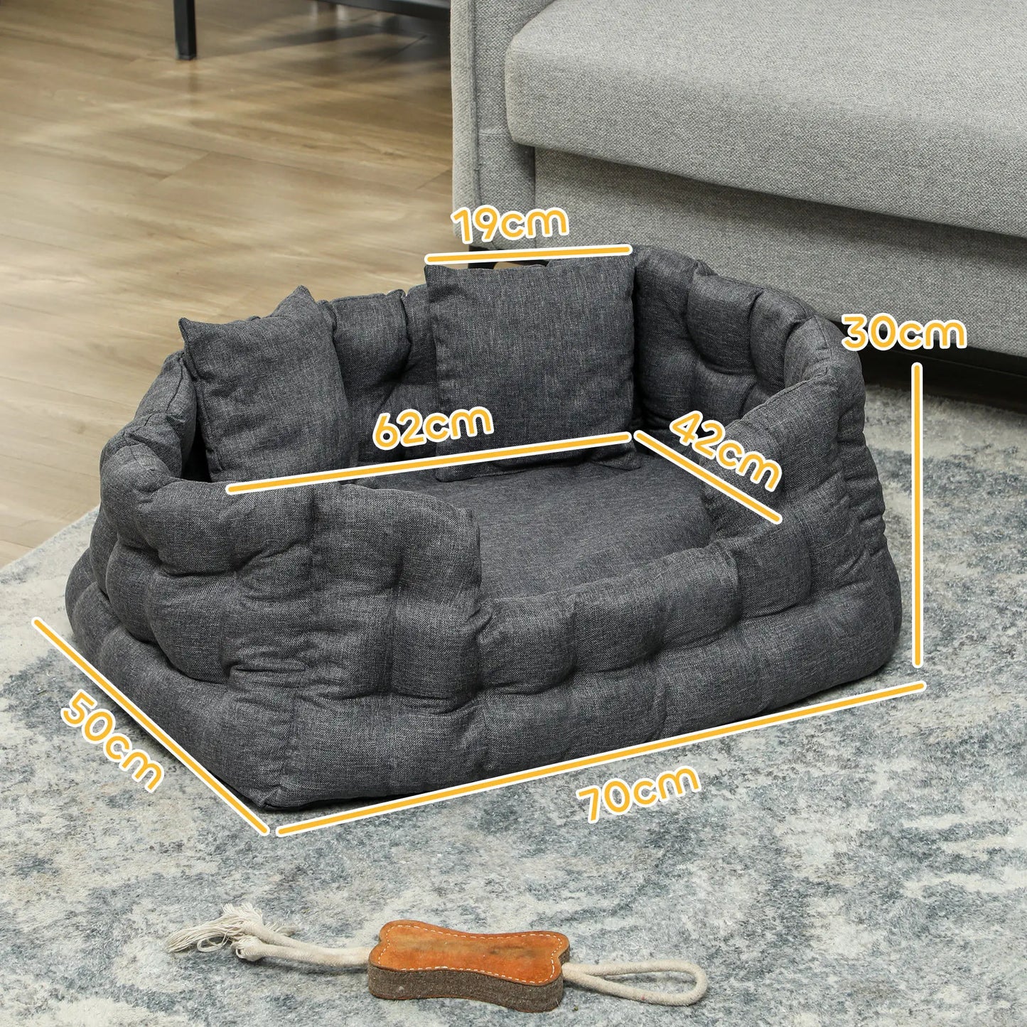 Cama para perros, BOBI, con dos almohadas, colchón antideslizante y funda extraíble y lavable - Camadog