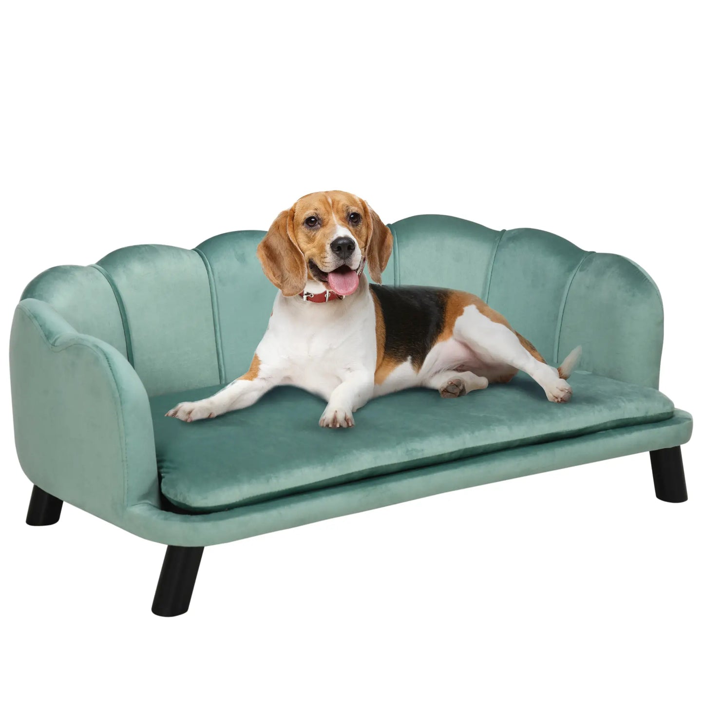 Sofá para perros medianos ARIEL, con patas de madera 98,5x60,5x35,5 cm Verde - Camadog
