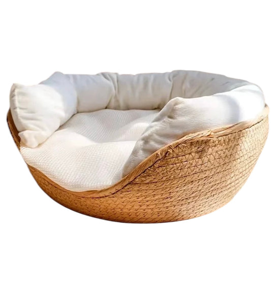 Cama para perros de mimbre, SANTORINI, acolchado y desenfundable - Camadog