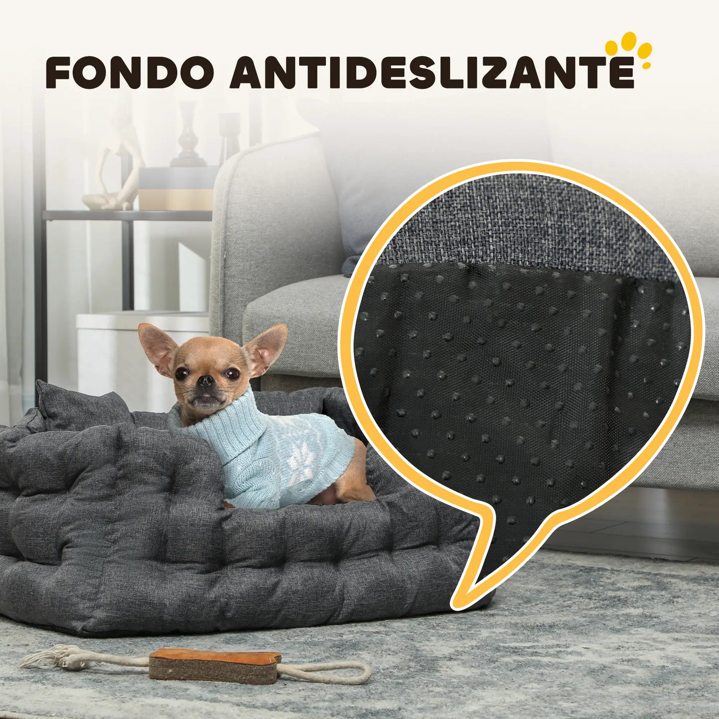 Cama para perros, BOBI, con dos almohadas, colchón antideslizante y funda extraíble y lavable - Camadog