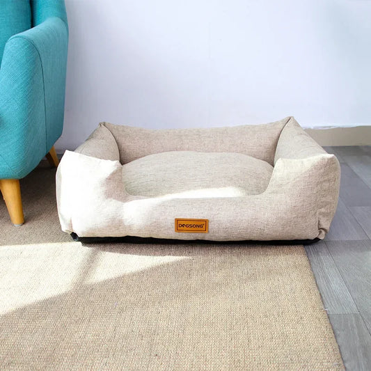 Cama para perros de lino acolchada, TOBÍAS, desenfundable y antideslizante