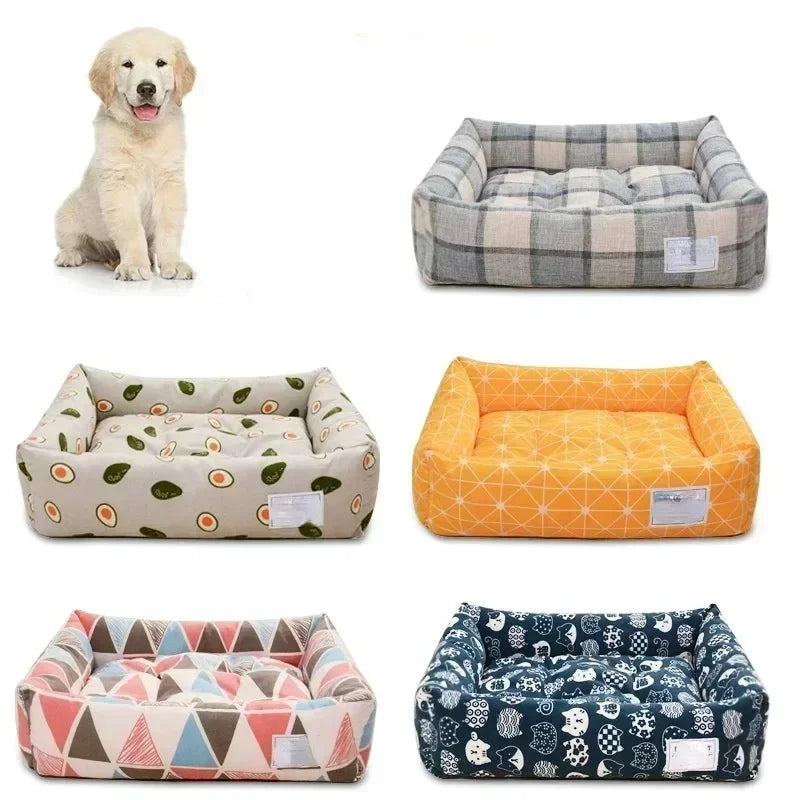 Cama para perros de lino y algodón, MAXIMILIANO, acolchada y con base antideslizante