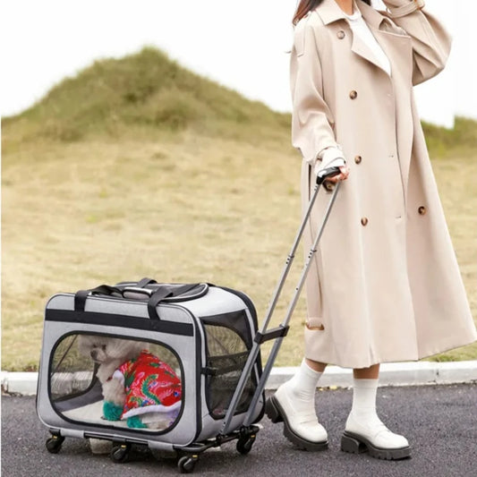 Transportín para perros, de gran capacidad, RONAL, con seis ruedas y mango retractil