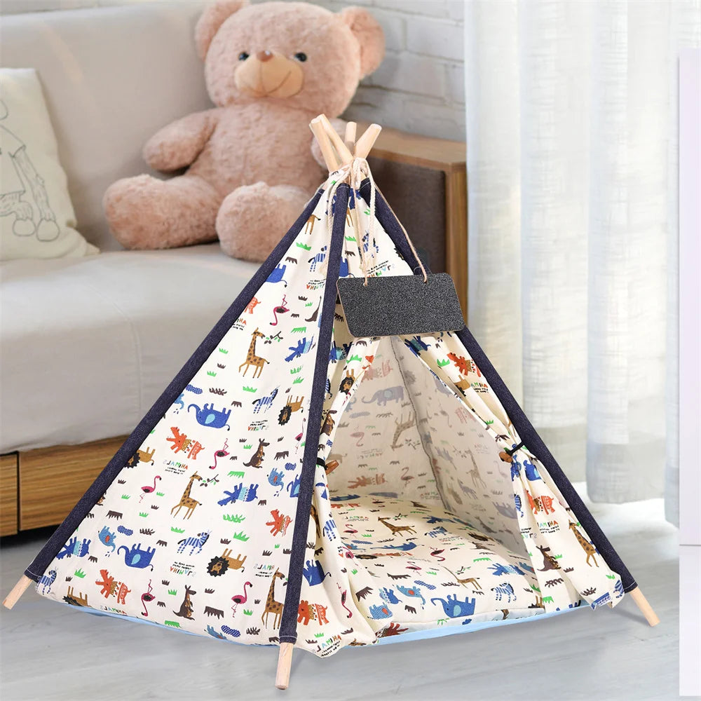 Tienda tipi para perros, MACHUPICHU, con pizarra para escribir el nombre