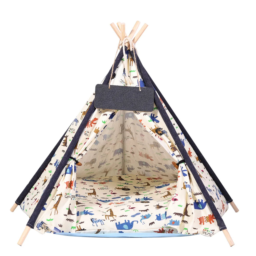 Tienda tipi para perros, MACHUPICHU, con pizarra para escribir el nombre