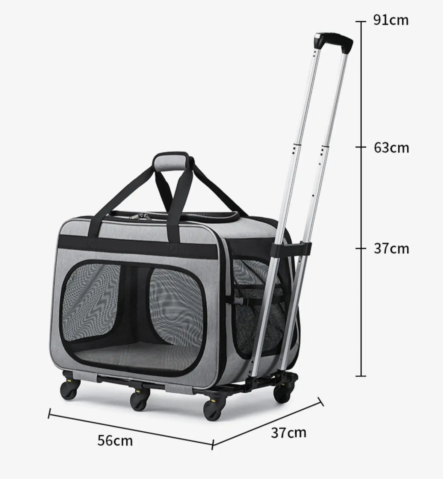 Transportín para perros, de gran capacidad, RONAL, con seis ruedas y mango retractil