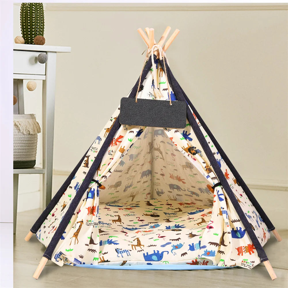 Tienda tipi para perros, MACHUPICHU, con pizarra para escribir el nombre