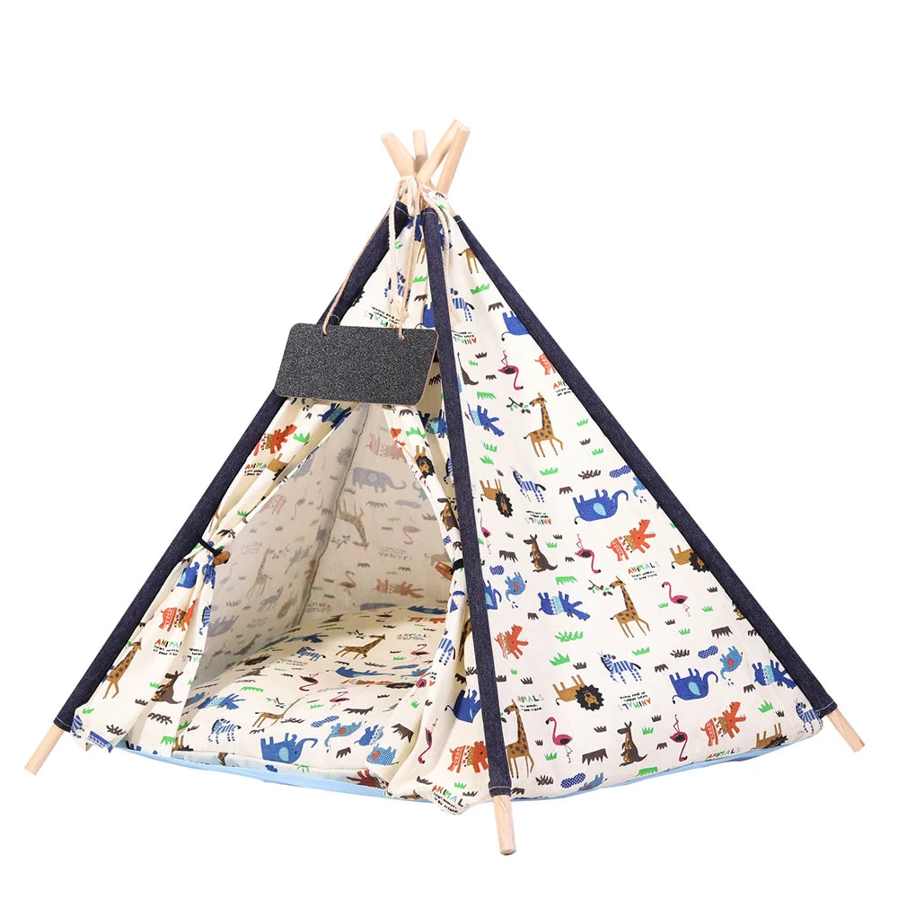 Tienda tipi para perros, MACHUPICHU, con pizarra para escribir el nombre