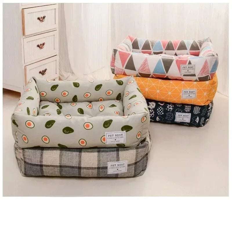 Cama para perros de lino y algodón, MAXIMILIANO, acolchada y con base antideslizante