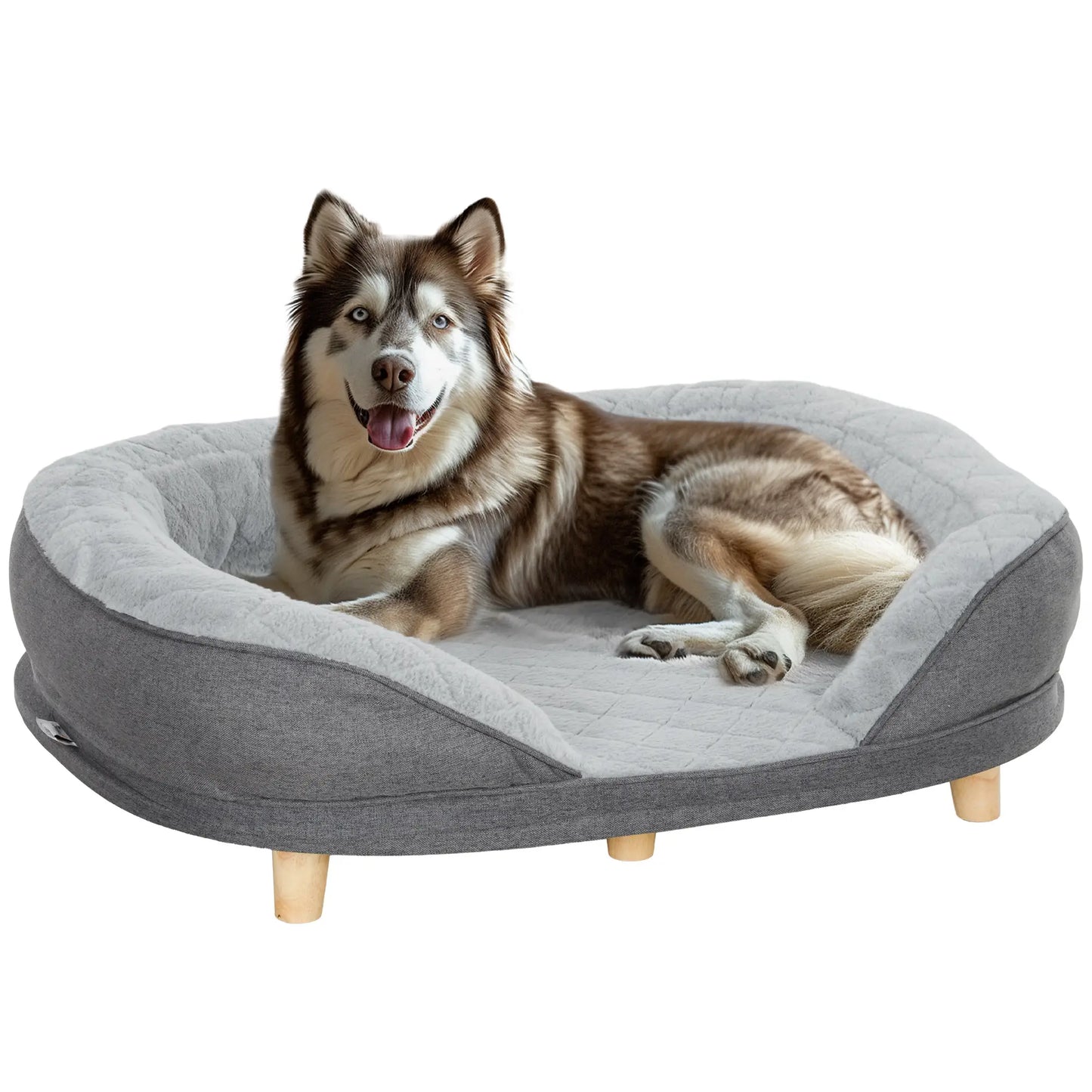Sofá para perros TEO, con parte superior desenfundable y patas de madera carga 25kg 90x78x25 cm Gris - Camadog