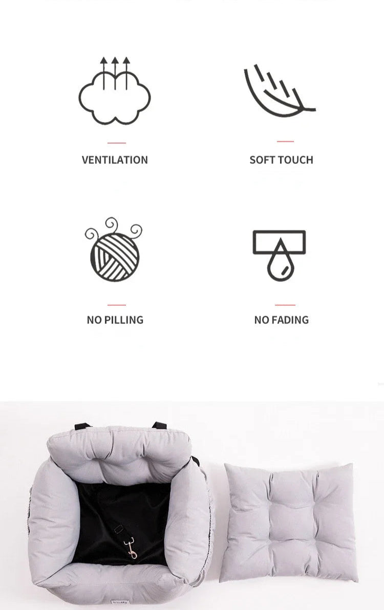 Asiento de coche y cama para perros, CARLTON, 2 en 1 , acolchado y ergonómico