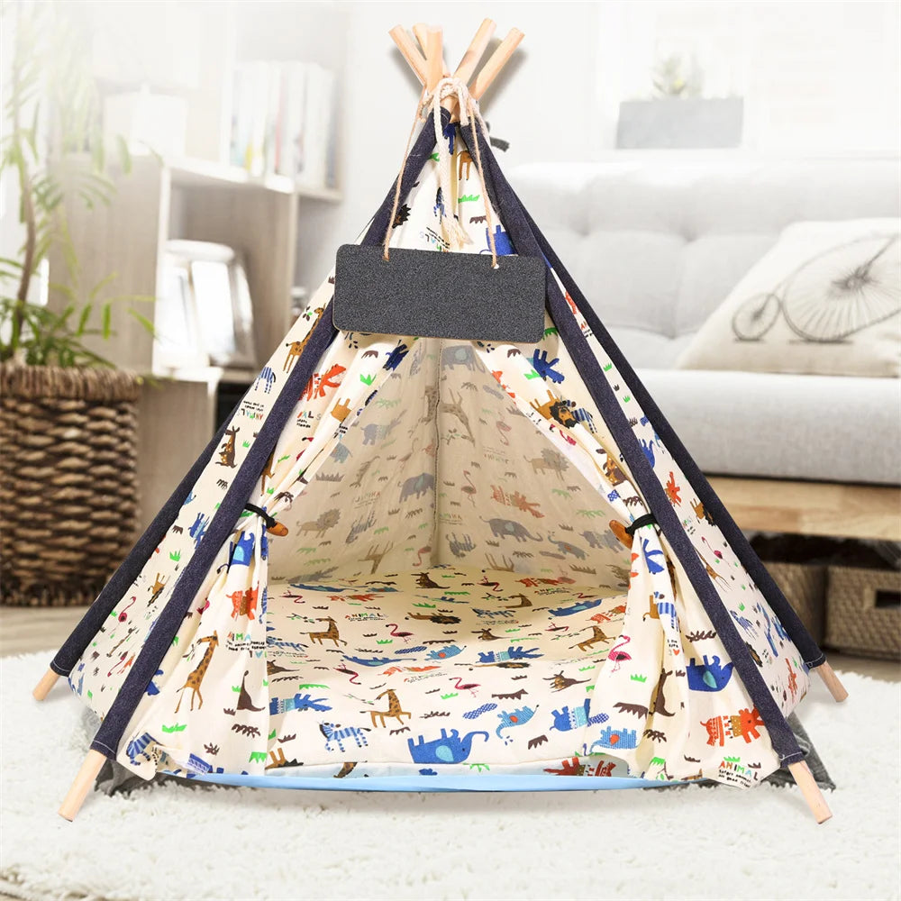 Tienda tipi para perros, MACHUPICHU, con pizarra para escribir el nombre