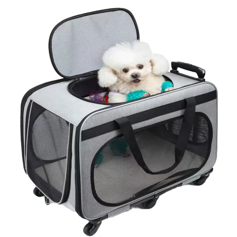 Transportín para perros, de gran capacidad, RONAL, con seis ruedas y mango retractil