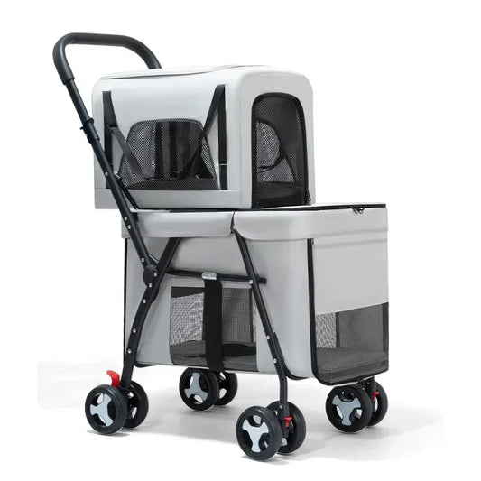 Carrito para perros multiposición plegable, SUCRE, con ruedas universales con sistema de frenado y estructura metalizada - Camadog