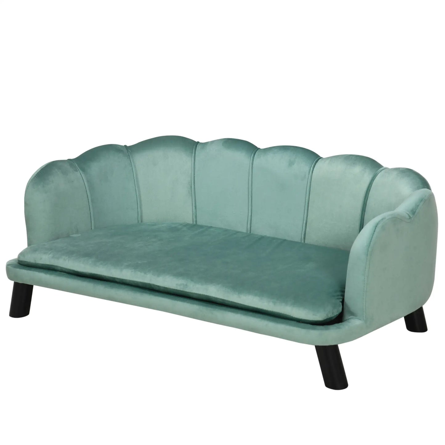 Sofá para perros medianos ARIEL, con patas de madera 98,5x60,5x35,5 cm Verde - Camadog