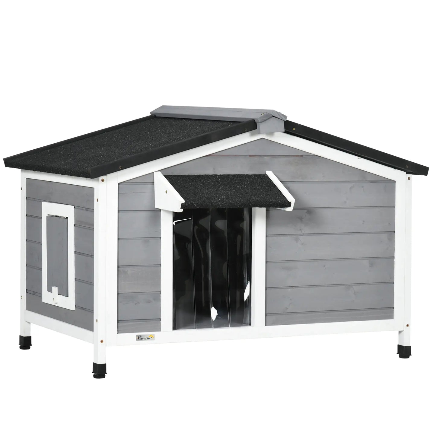 Caseta para perros, HOMER, con techo asfáltico y base extraíble 97x72x65 cm Gris - Camadog