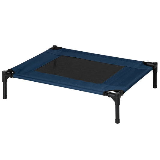 Cama elevada para perros, REX, portatil con zona de malla transpirable y tela Oxford para interior y exterior 92x76x18 cm Azul - Camadog