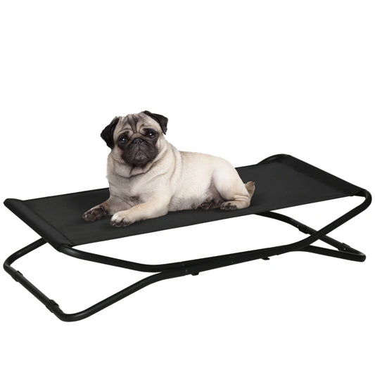 Cama elevada plegable para perros, TIMANFAYA, con tejido transpirable para interior y exterior 111x65,5x19 cm Negro - Camadog