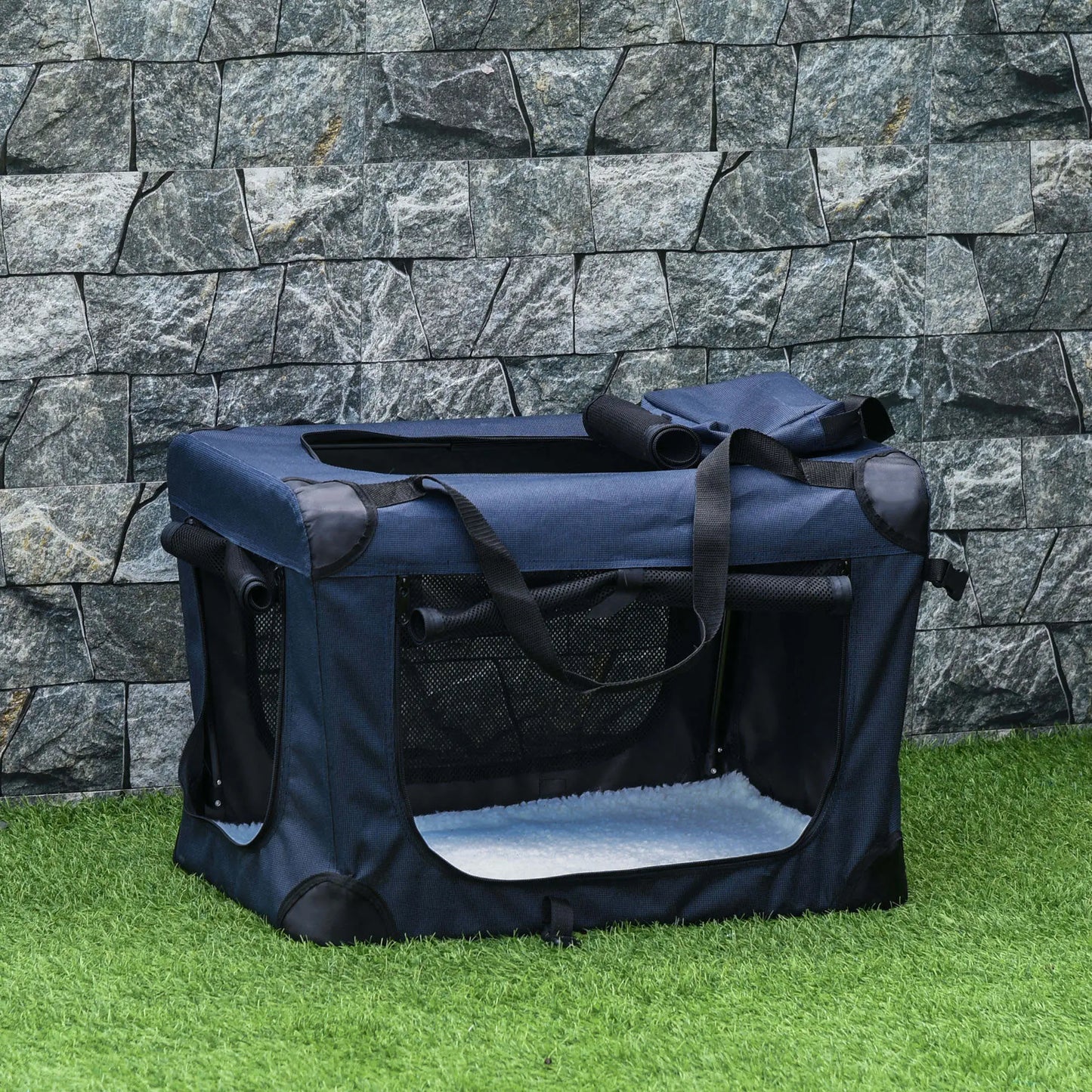 Transportín para perros portátil con cojín PIPER, transpirable , con cojín,3 puertas y ventana de malla con dos bolsillos - Camadog