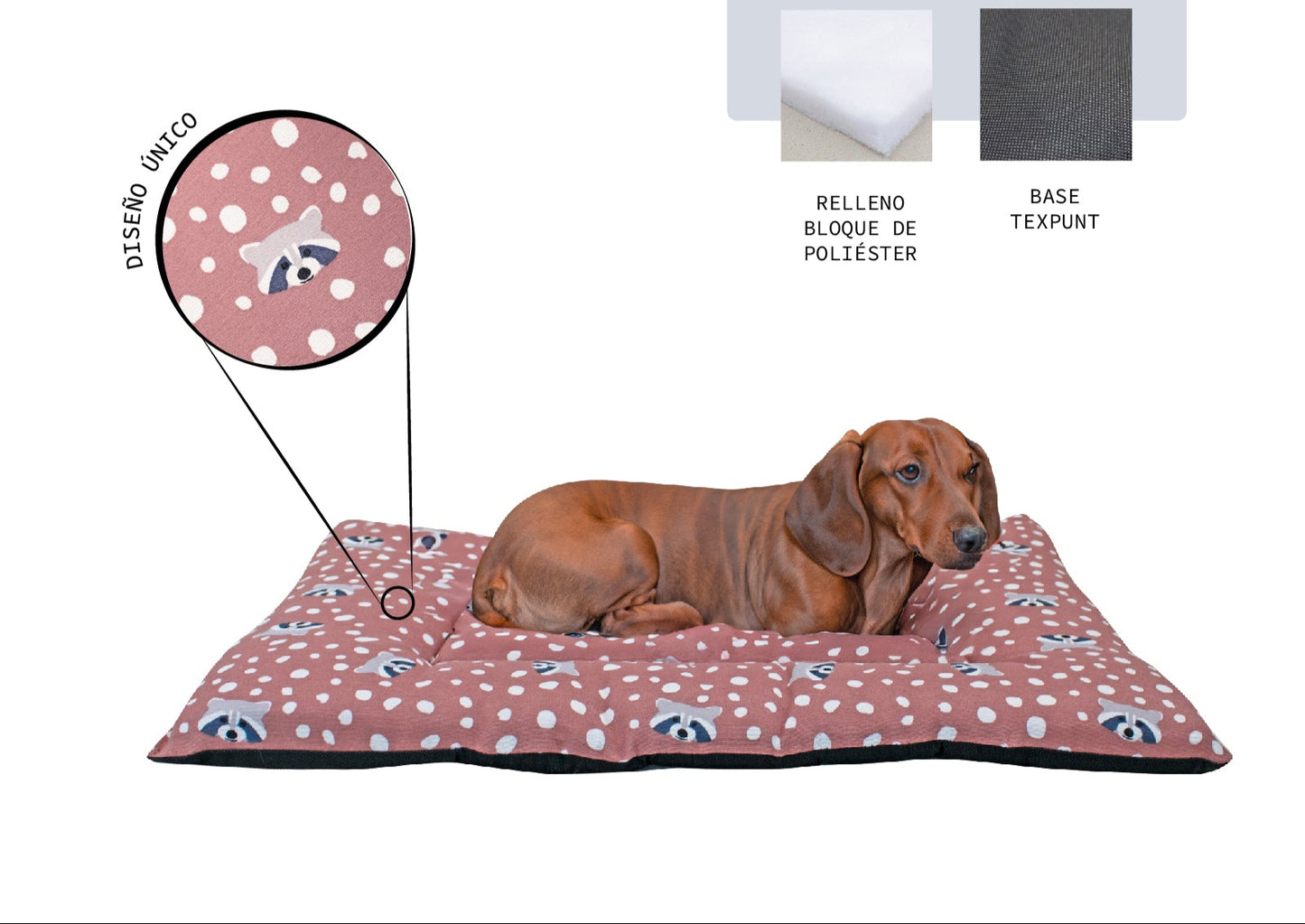 Cochón para perros ,MAPACHE BASIC, con diseño estampado
