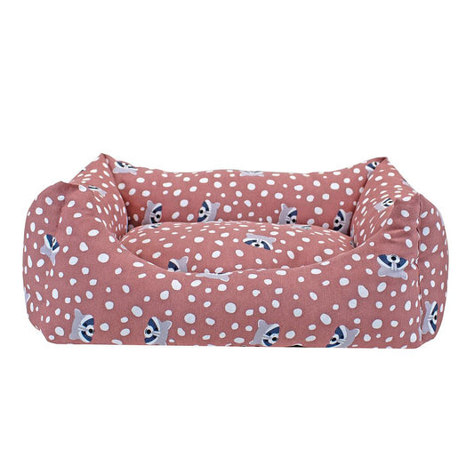 Cama para perros MAPACHE SUPRA, tejido estampado de mapaches