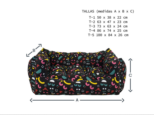 Cama para perros AGRA SUPRA, con tejido de emojis