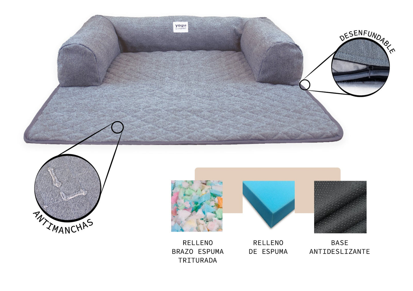 Sofá manta ,HONEY PLUS, con tejido anti manchas y desenfundable 87x68x12cm