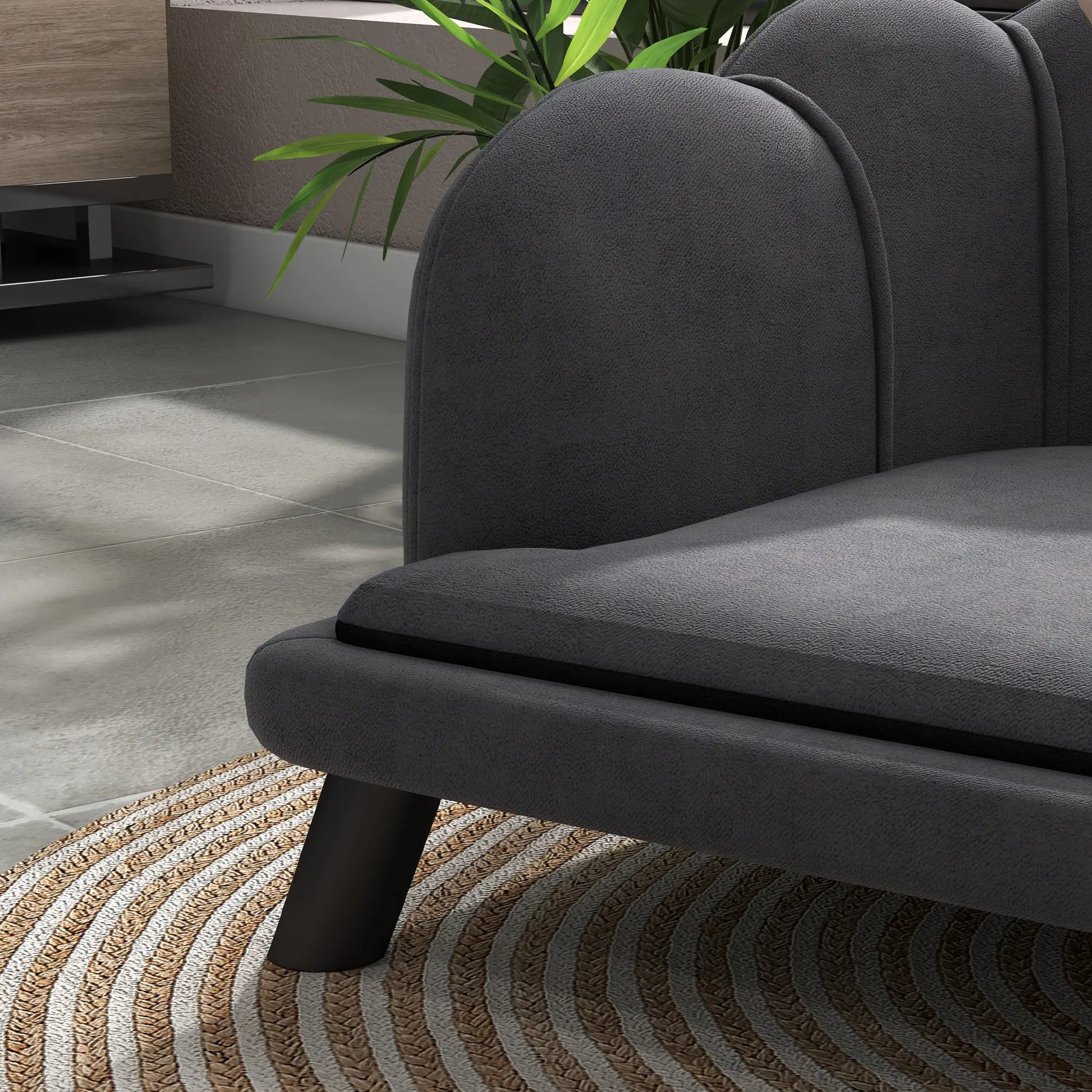 Sofá para perros medianos SOFÍA, tapizado en terciopelo con patas de madera 98,5x60,5x35,5 cm Gris - Camadog