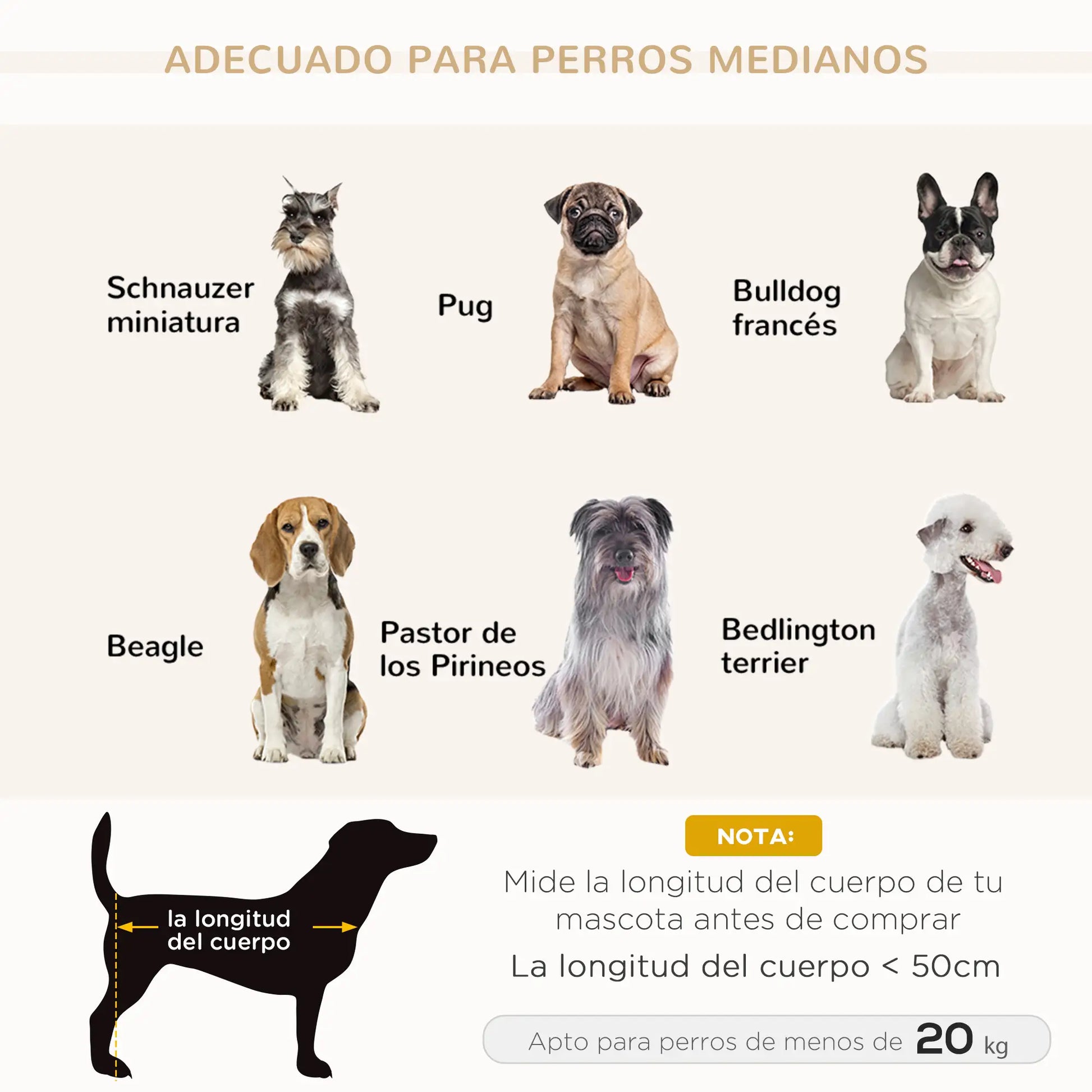 Sofá para perros medianos SANTIAGO, con patas de madera y 20 kg de soporte 82x54x36cm gris - Camadog