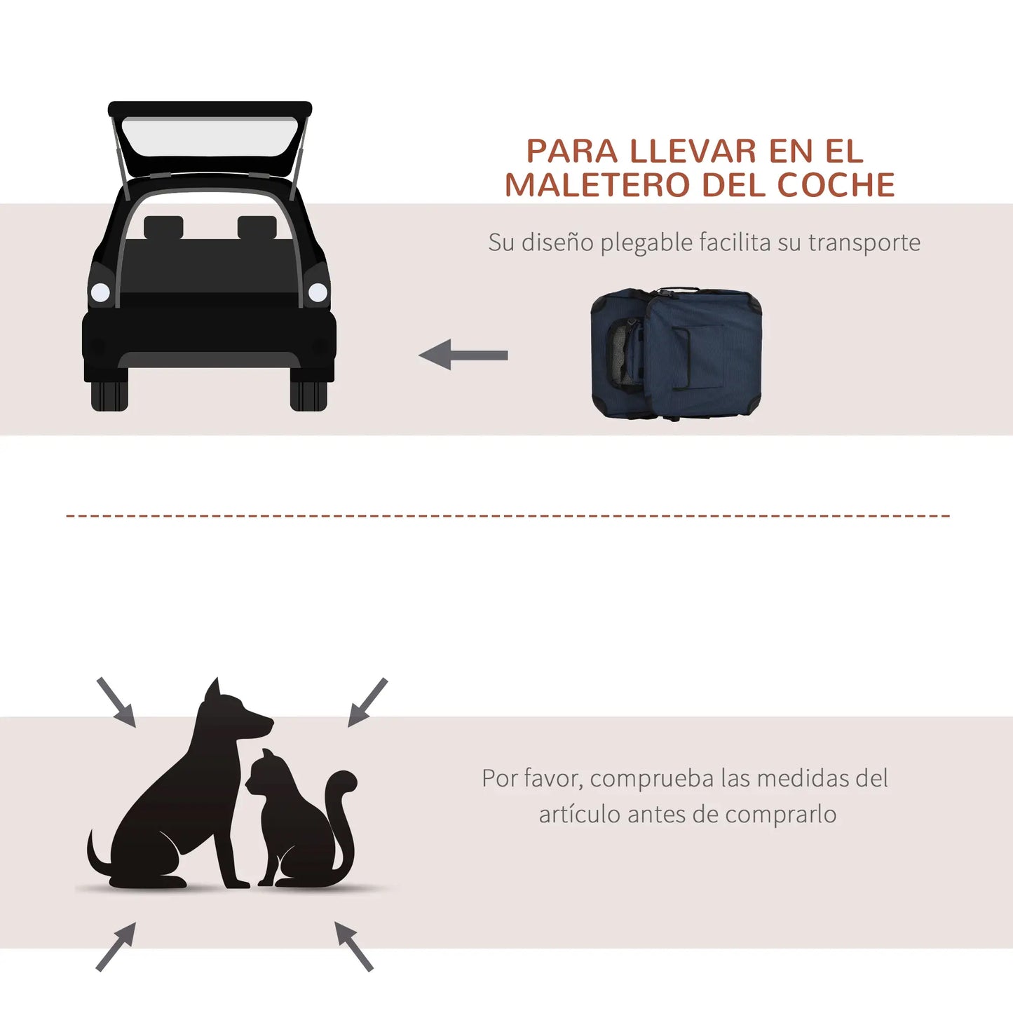 Transportín para perros portátil con cojín PIPER, transpirable , con cojín,3 puertas y ventana de malla con dos bolsillos - Camadog