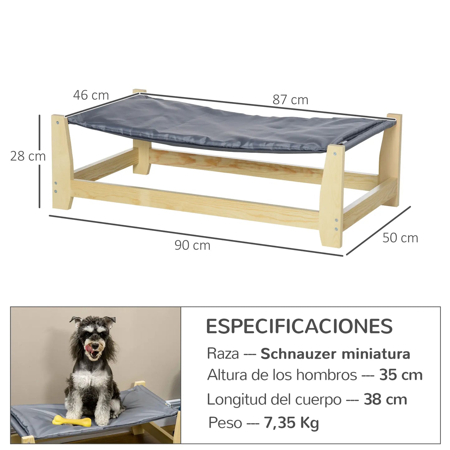 Cama elevada para perros , CAMPO, para perros medianos y pequeños con cojín - Camadog