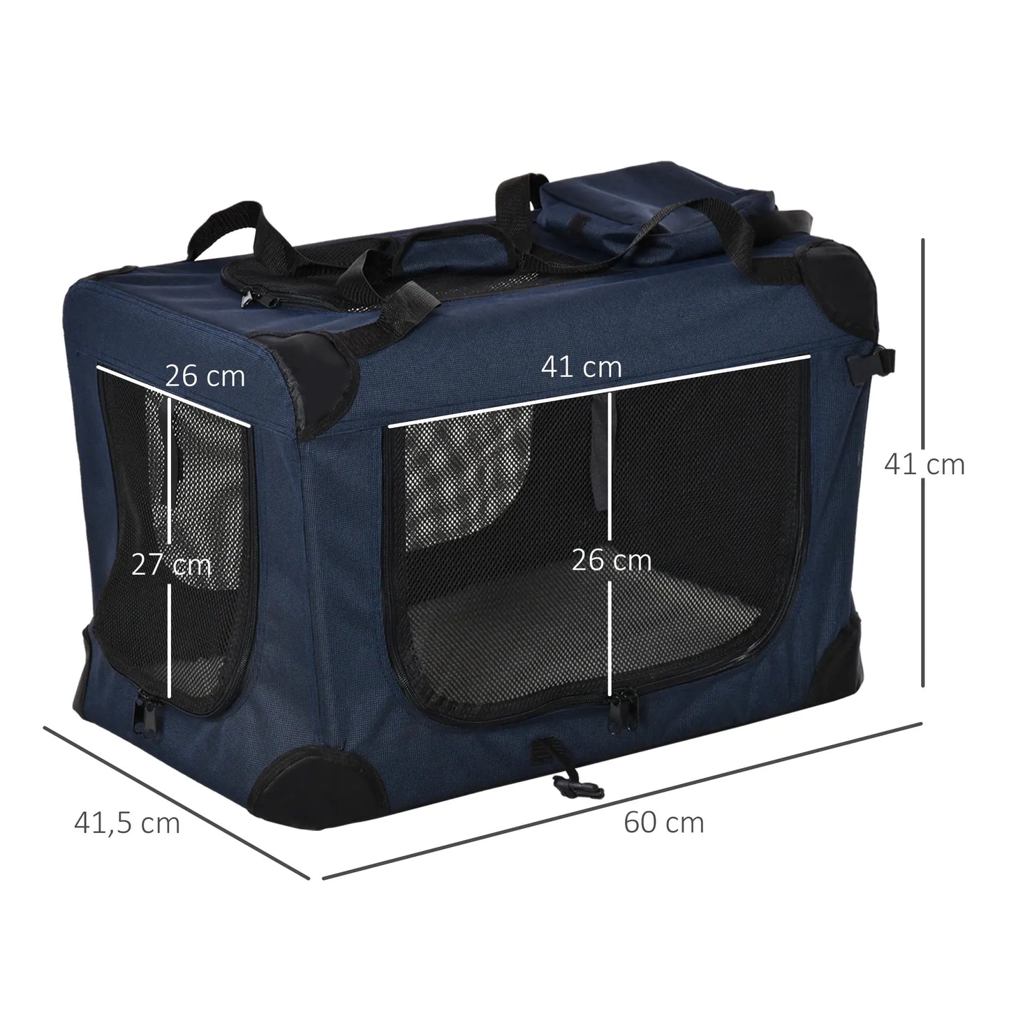 Transportín para perros portátil con cojín PIPER, transpirable , con cojín,3 puertas y ventana de malla con dos bolsillos - Camadog