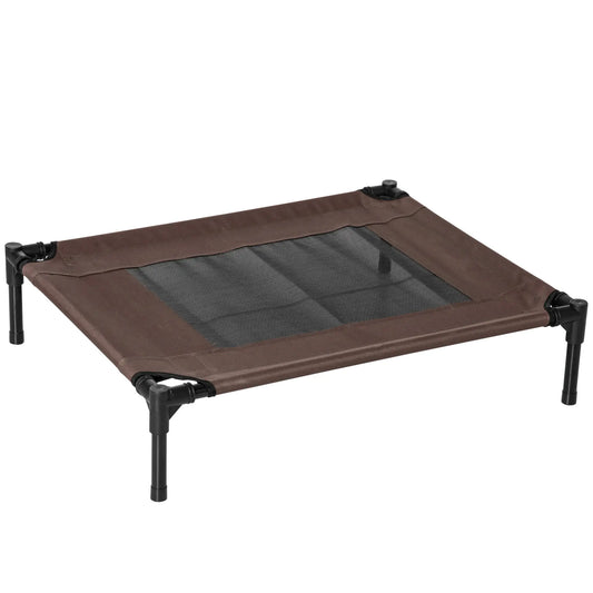 Cama elevada para perros portátil ,MARTE, con malla transpirable y tela Oxford para interior y exterior 76x61x18 cm Marrón - Camadog