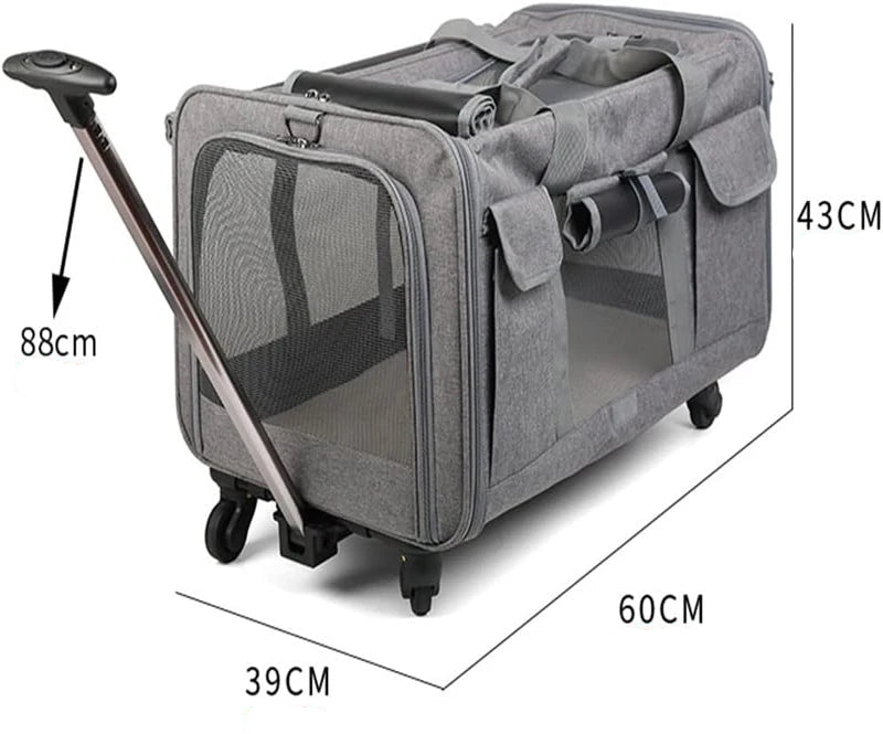 Transportín trolley extra largo para perros, CLAUDIO, impermeable y con asa extensible 39x60x43cm