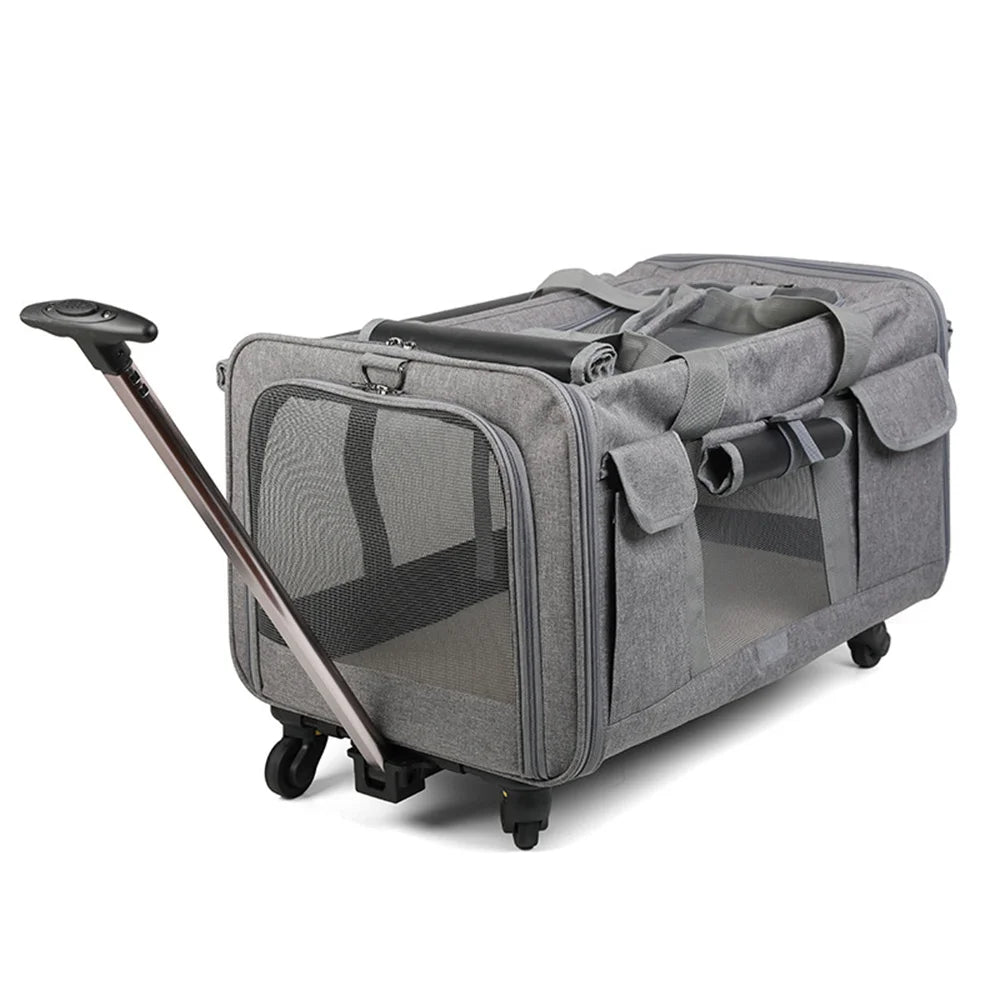 Transportín trolley extra largo para perros, CLAUDIO, impermeable y con asa extensible 39x60x43cm