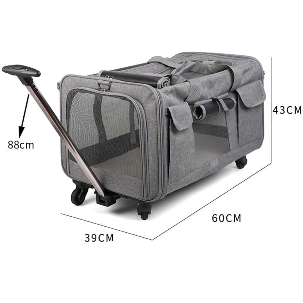 Transportín trolley extra largo para perros, CLAUDIO, impermeable y con asa extensible 39x60x43cm