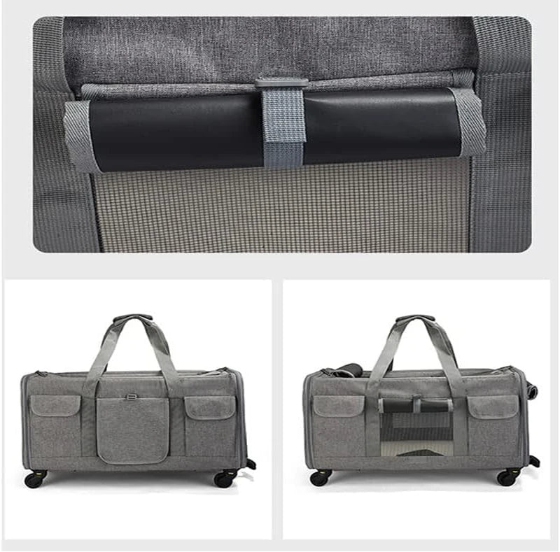Transportín trolley extra largo para perros, CLAUDIO, impermeable y con asa extensible 39x60x43cm