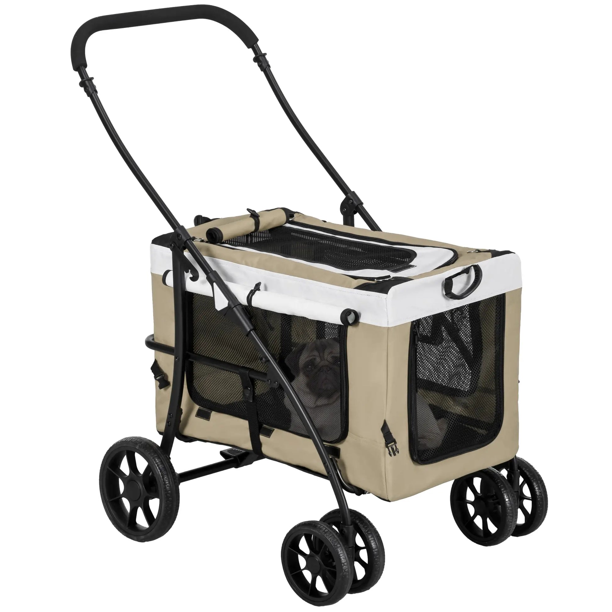 Carrito para perros plegable con vagón desmontable ,JUMBO, 4 puertas con cremallera, 2 correas de seguridad y cojín - Camadog