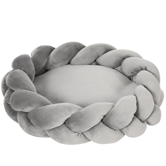 Cama para perros, LIANA, lavable y con cojín independiente y cuerda de algodón 55x55x14 cm Gris - Camadog