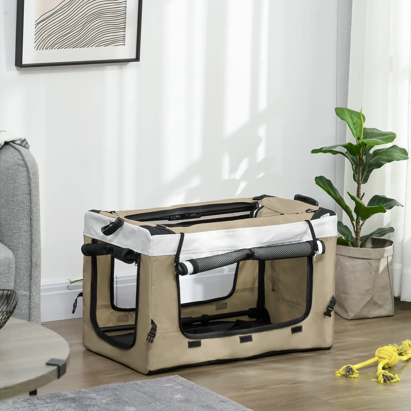 Carrito para perros plegable con vagón desmontable ,JUMBO, 4 puertas con cremallera, 2 correas de seguridad y cojín - Camadog