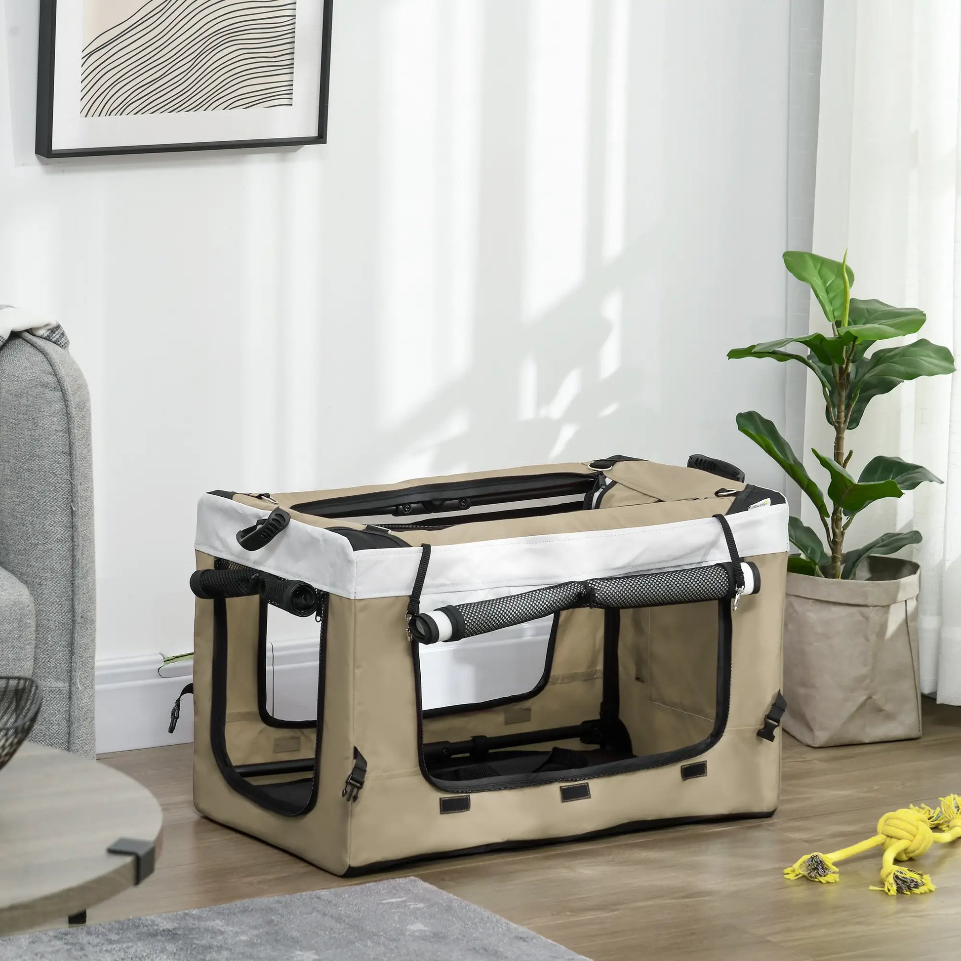 Carrito para perros plegable con vagón desmontable ,JUMBO, 4 puertas con cremallera, 2 correas de seguridad y cojín - Camadog