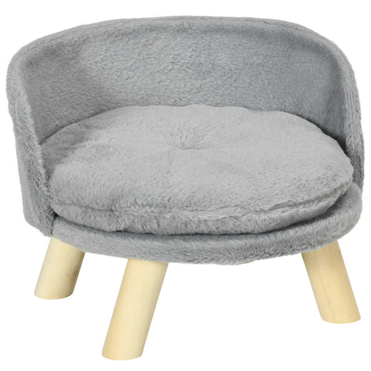 Cama para perros miniaturas , SALEM, con cojín lavable, marco de madera y almohadillas antideslizantes Ø40,5x33 cm Gris - Camadog