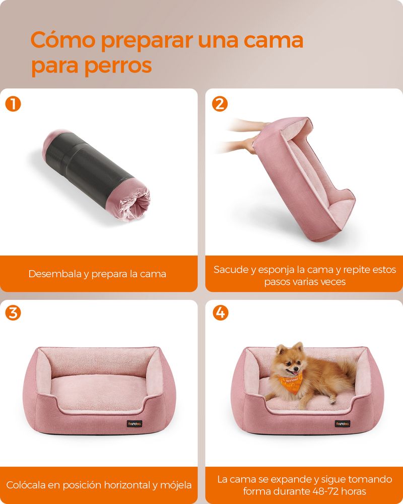 Cama para perros ,TAIBO, antideslizante y desenfundable 90 x 75 x 25 cm - Camadog
